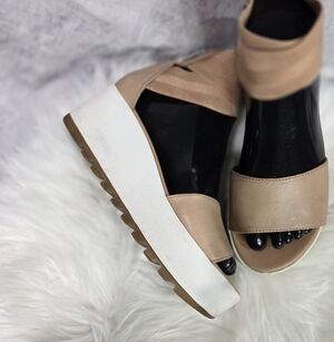 Sorel Nude/Tan Platform Sandals with White Sole